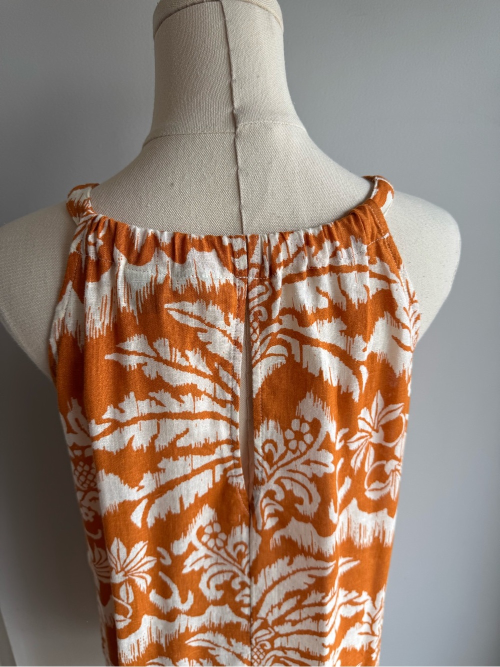 Rachel Zoe Tropical Linen Blend Dress XS Mustard Floral Vacation Beach Boho Cute - Picture 7 of 10